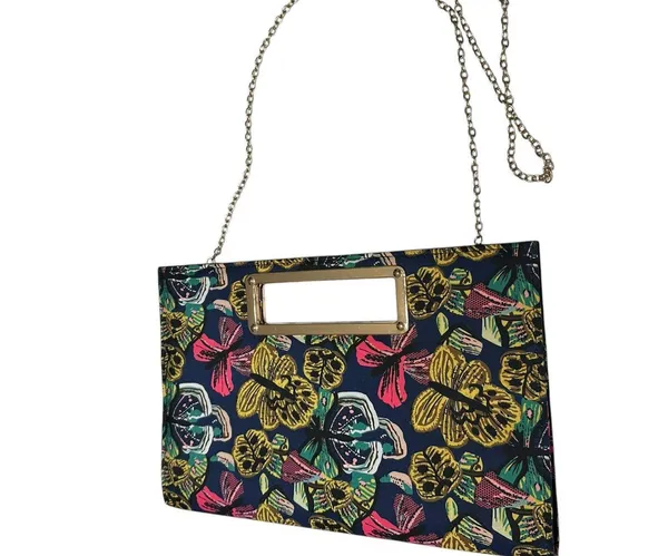 Multicolor Butterfly Rectangular Convertible Clutch Crossbody Purse Wedding Blue - Image 6