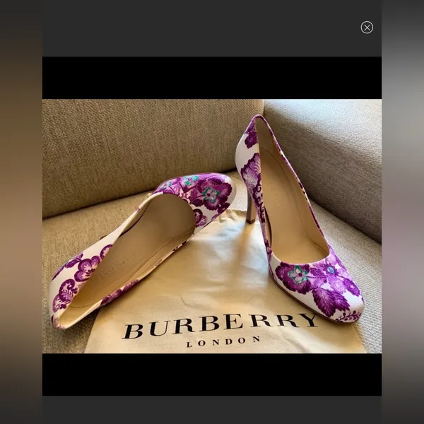 - Was $100 now $60 Burberry floral purple 4 inch heel leather sole 40.5 or… - Image 16