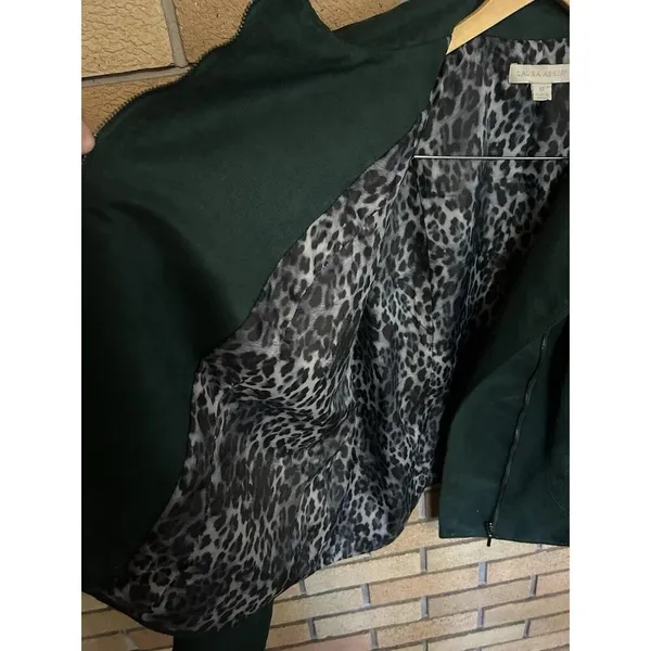 Laura Ashley Womens XL Tribeca Faux Suede Full Zip Moto Jacket Dark Green - Image 5