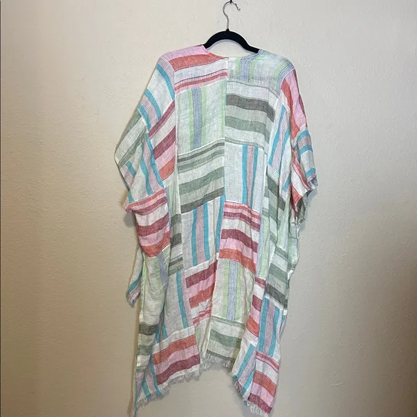 Free People Patchwork Sail Away 100% Linen‎ Kimono One Size - Image 7
