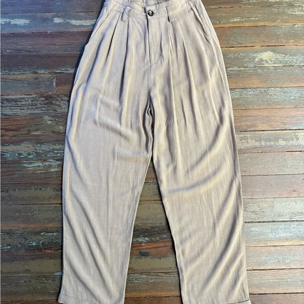 NWT Mable Linen Blend Wide Leg Trouser Style Pants ~ Size Medium 💚🍄 - Image 4
