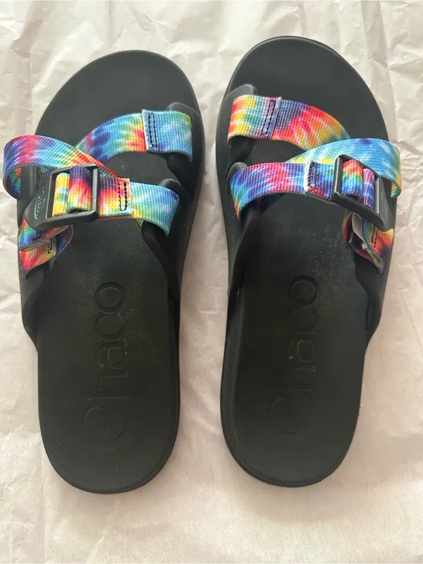 Chaco Tie-Dye Double-Strap Slide Sandals - Black Footbed - Image 3