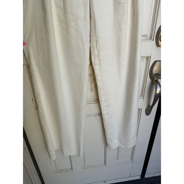 J.Jill Love Linen Cream Wide Leg Pleated Trousers High Rise Side‎ Zip Size XS - Image 3