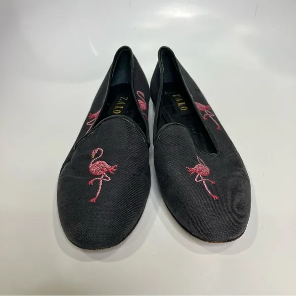 Zalo Anthropologie black pink flamingo flats women’s size 9 artistic indie‎ - Image 2