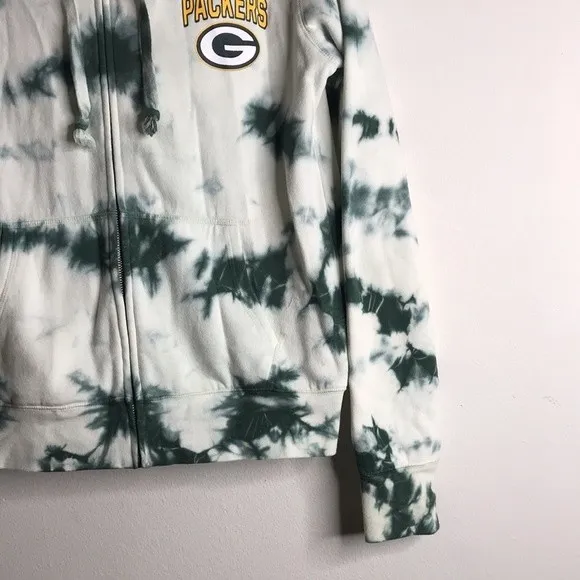 NFL team apparel green‎ tie dye Green Bay packers footballs zip up hoodie jacket - Image 4