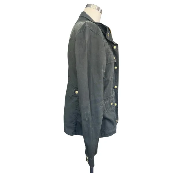 JCrew Moss Green Resin Coated Twill Field Jacket Utility Coat Womens Size Small - Image 6