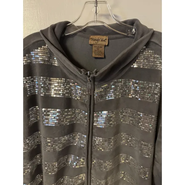 Midnight Velvet Women's Size 2X Gray Silver Embellishes Zip Up 2 pc‎ Track Suit - Image 5