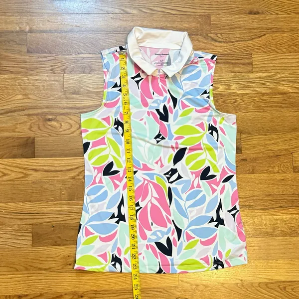 Tommy Bahama Golf Womens Small Tropical Floral Sleeveless Athletic Collared Top - Image 7