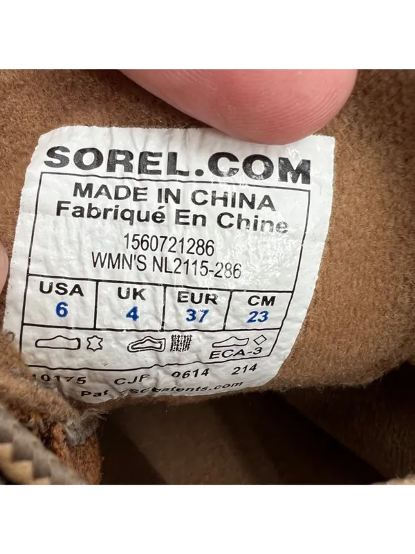 Sorel Toronto Lace-Up Wedge Ankle Boots Waterproof Camel Brown Size 6 - Image 7