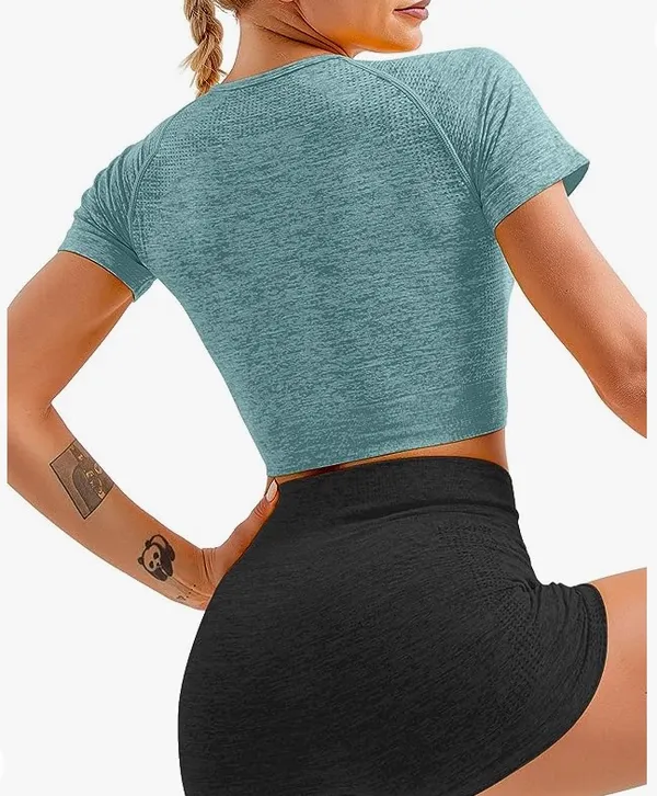Cropped Workout Tee Blue Size M - Image 2