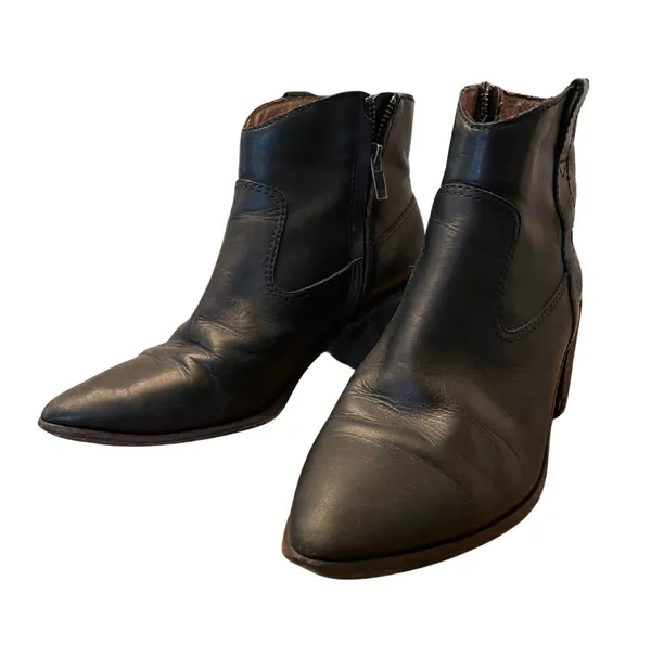 Genuine Leather Black Ankle Boots Size 8 - Image 4
