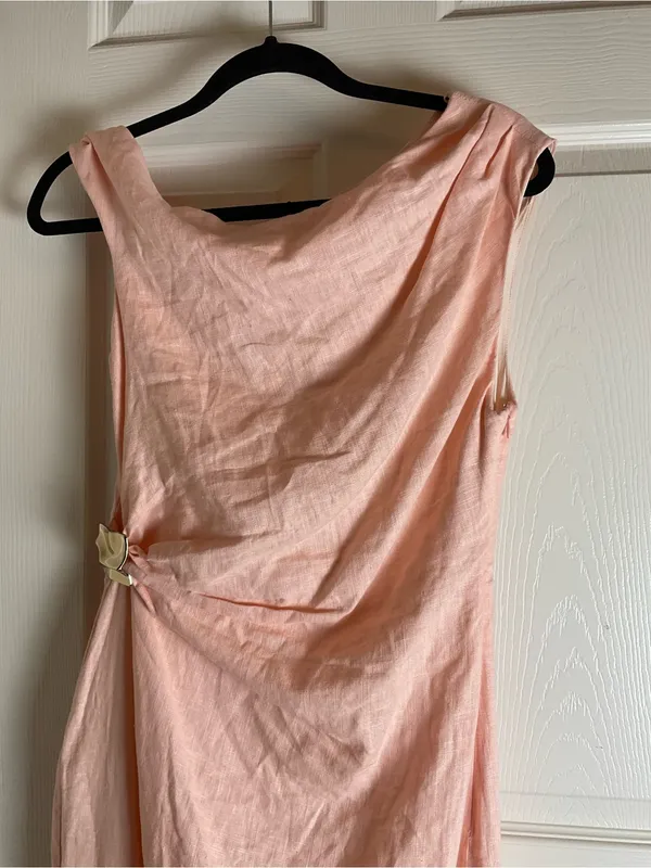 Zara Asymmetrical Linen Blend Draped Dress Woman’s Size S - Image 4