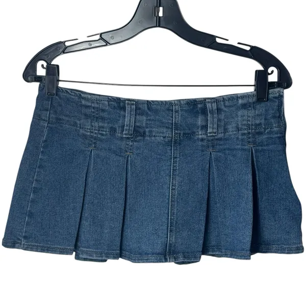 Y2K Almost Famous‎ Micro Mini Denim Pleated Skort Low Rise Grunge Skater S - Image 2