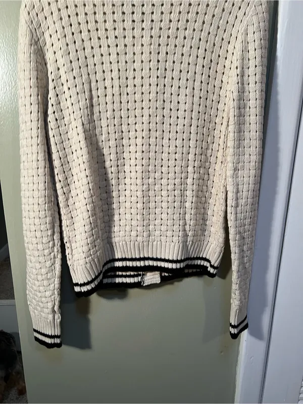Heartloom Womens Sz Large Posey Cardi Cardigan Sweater Beige Black Marble Button - Image 12