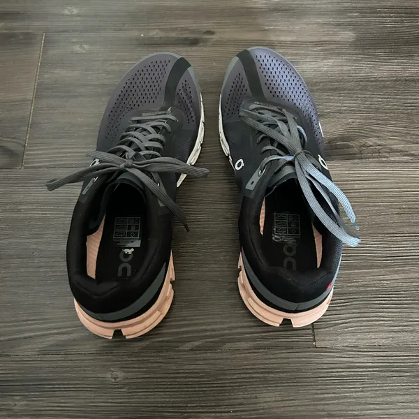 On Running Black Gray and Pink Accent Sneakers - Image 4