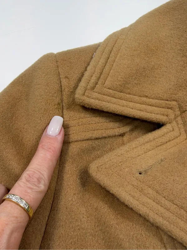 Banana Republic Cashmere and Wool Blend Tan Double-Breasted Pea Coat Size Small - Image 13