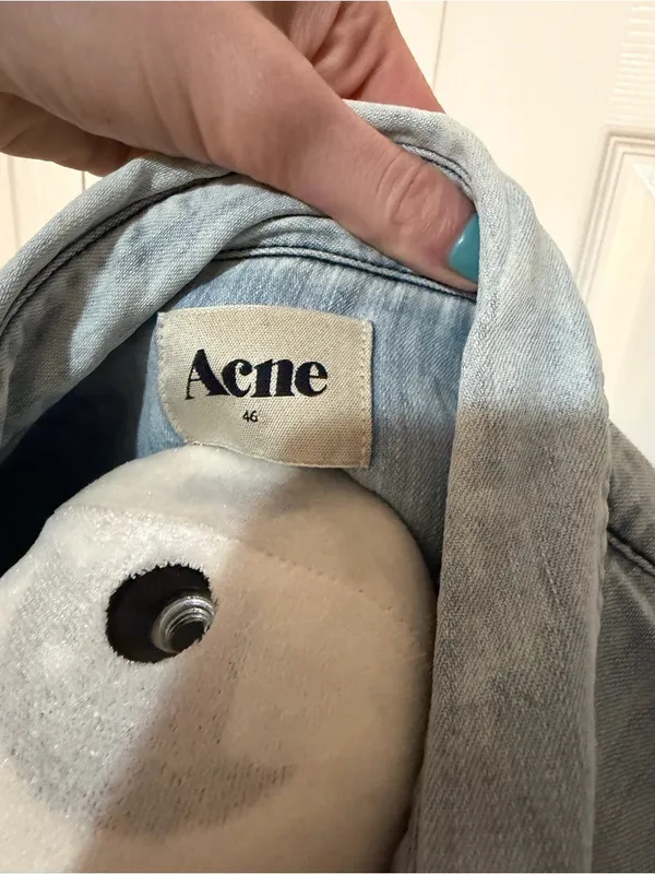 Acne Studios Texas Western Denim Button Up Shirt Acid Wash EU 46 - Image 2