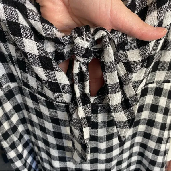Rails Black & White Gingham Plaid Front Tie Cutout Sleeveless Mini Dress Small - Image 6