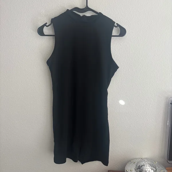 SHEIN Black Mock Neck Sleeveless Bodycon Romper Playsuit Size M - Image 3
