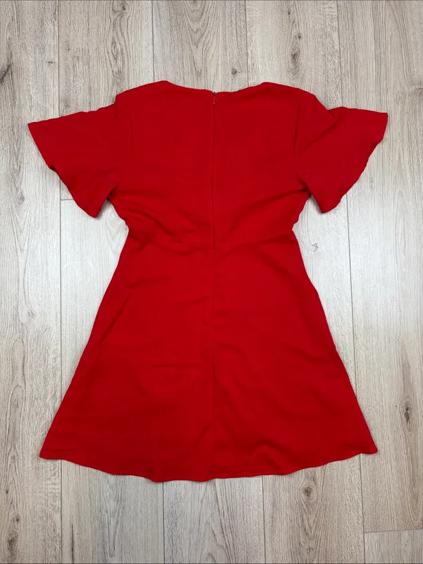 Lulu's Red Knot-Front V-Neck Mini Dress Size S - Image 2