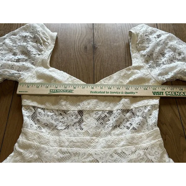 Hello Molly Lace Strapless Puffy Shoulder Ruffle Mini‎ Dress Size M US 6 Peasant - Image 5