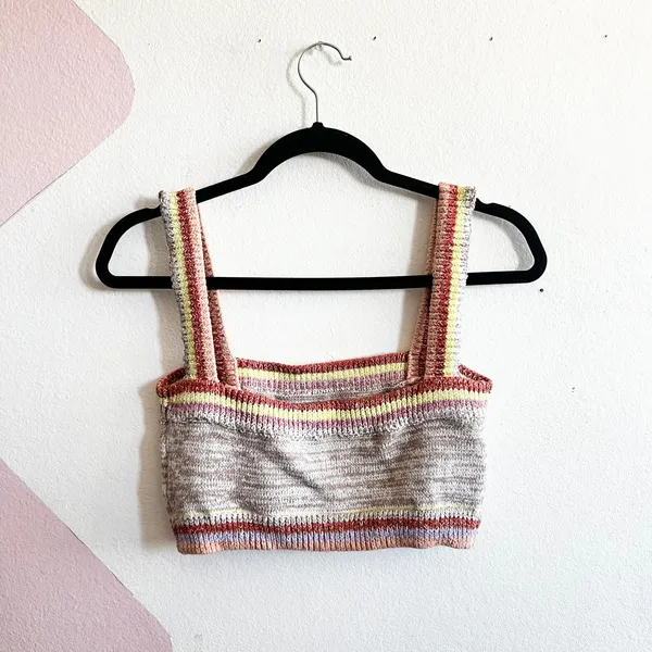 Free People‎ Colorful Knit Tank Top In the Sun Brami Boho Festival Medium - Image 2