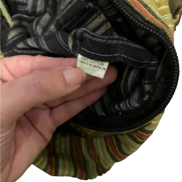 Green floral boho fabric bag - Image 8