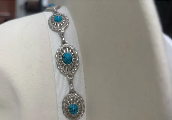 & Other Stories Adora Ivory Felt Western Hat Turquoise Concho Band Boho Luxe Cowgirl - Image 4