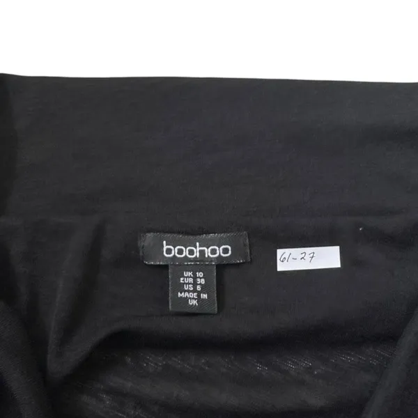 Boohoo Womens Black Off the Shoulder Long Sleeve Top Size 6 Sheer | 61-27 - Image 3