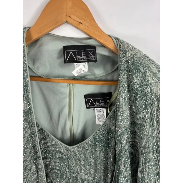 Alex Evenings Mother of the Bride Elegant Green Gown and Jacket Size 10 - Image 3