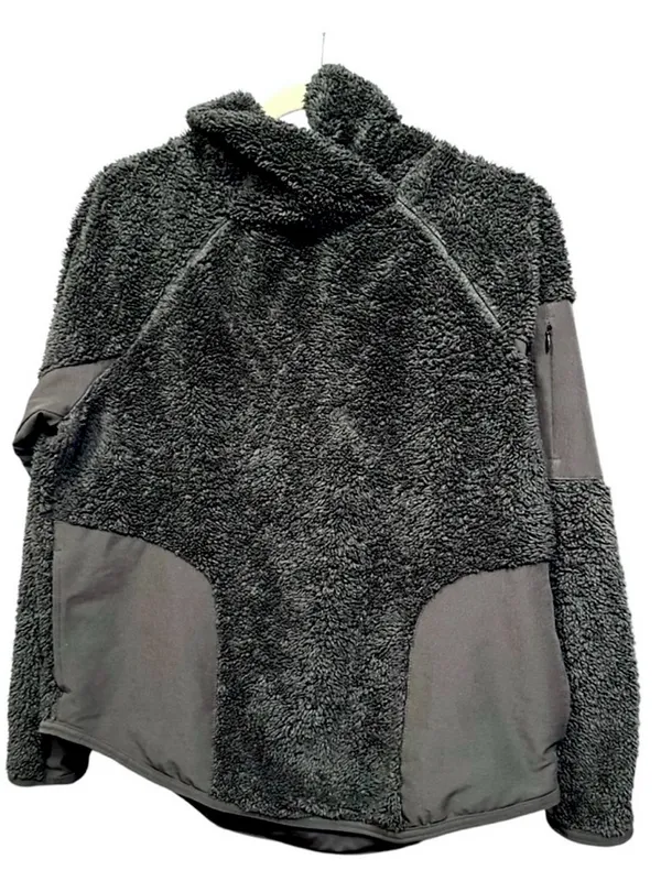 Nike Black Charcoal Gray Sherpa Fleece‎ Pullover Jacket Mens Medium Womens L - Image 2