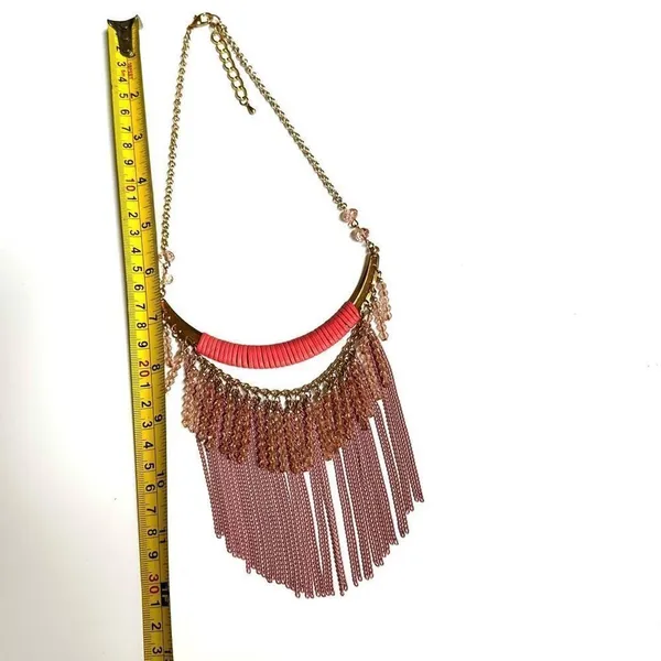 Pink beaded chain statement necklace - Image 6