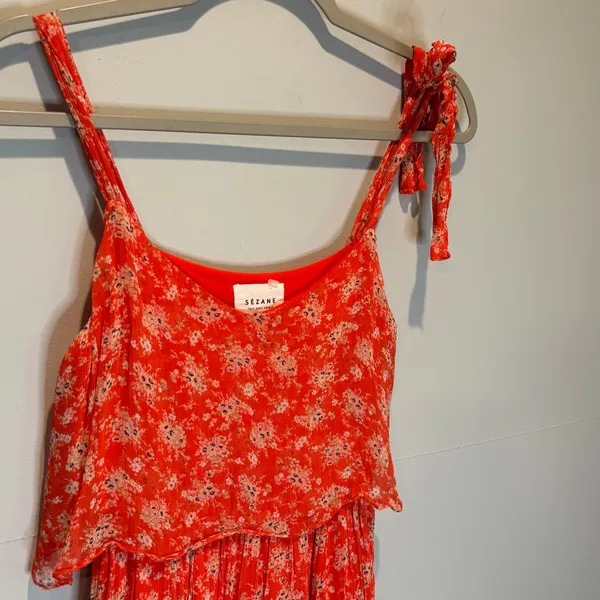 Sézane Red Ditsy Floral Sleeveless Dress - size 34 (US XS) - Image 2