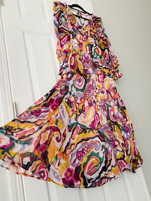 Anthropologie The Odetta Ruffled V-Neck Dress, Size XXS - Image 12