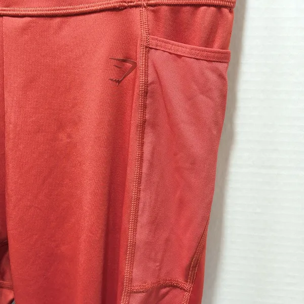 GYMSHARK Leggings Women Sz Medium Full length Contouring Red Side Pockets B3a6s - Image 2