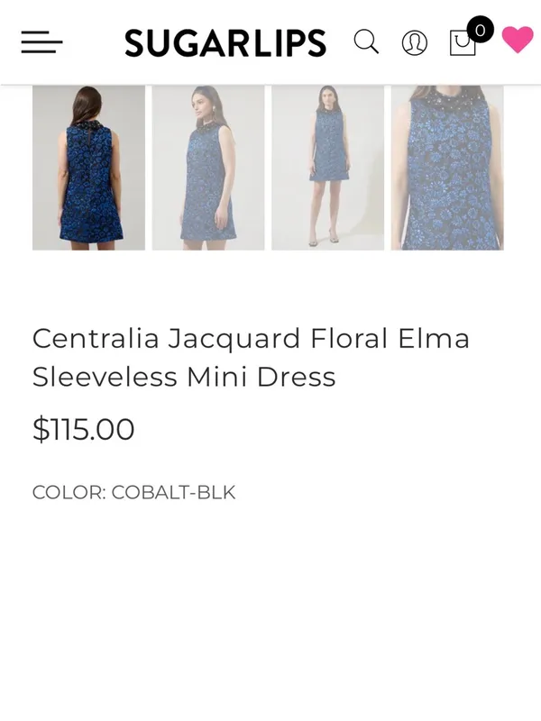 NWT SUGARLIPS Centralia Jacquard Floral Elma Dress Blue Black Size Small - Image 14