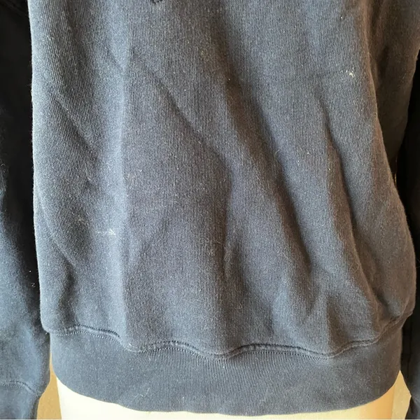 Sandro Paris Navy Velvet Chevron Hooded Sweatshirt Hoodie Small - Image 10