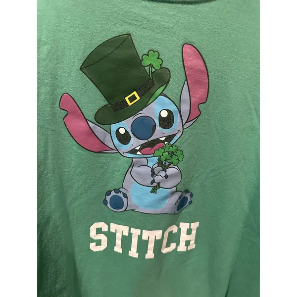 Disney Lilo & Stitch St. Patrick's Day Shamrock Green crewneck sweatshirt XL - Image 2