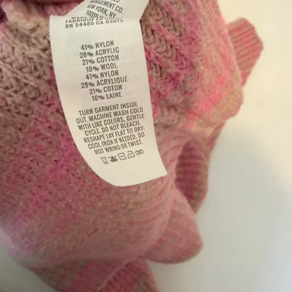 Aerie Cotton Wool Sweater Medium Pink Striped Quarter Zip Pullover Soft Girl - Image 3