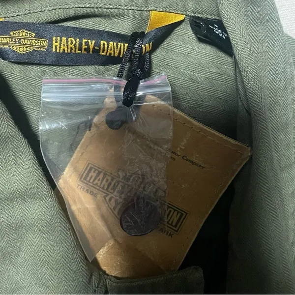 Harley‎ Davidson Studded Military Style Jacket Olive Green Womens Size S - Image 2