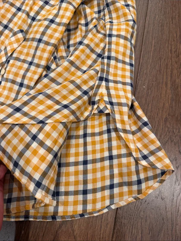 J. Crew Yellow and Navy Plaid Button-Down Shirt Size 10 - Women’s - C1-615 - Image 8