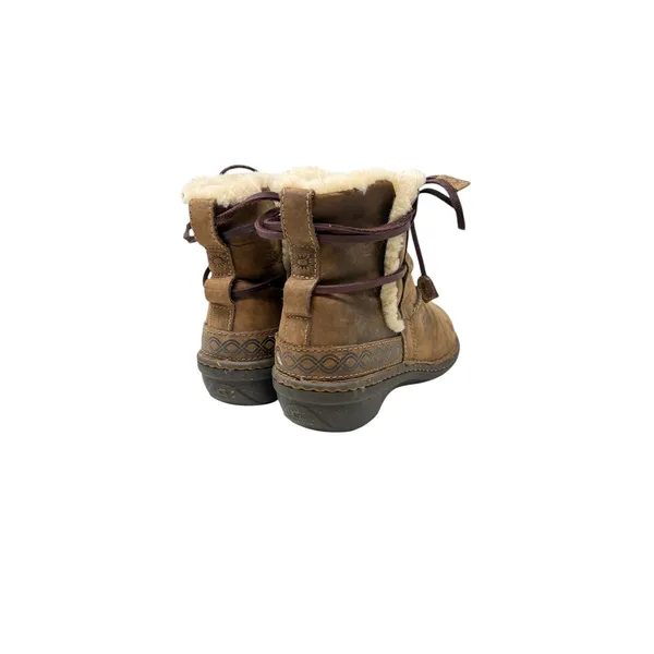 UGG Cove Leather Shearling Ankle Boots Brown Lace‎ Up Womens Size 6 - Image 7
