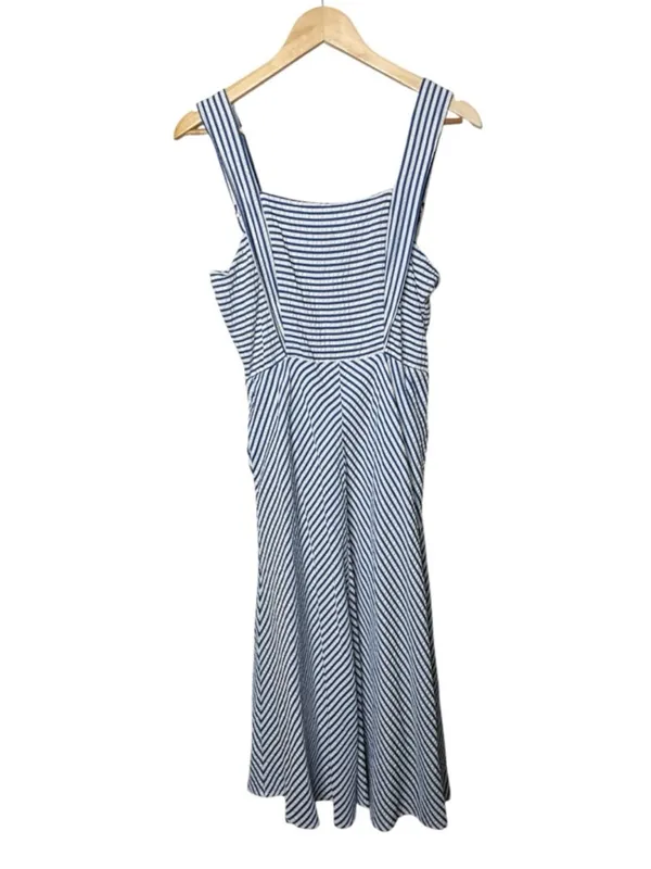 Draper James chevron Striped Square-Neck Midi Dress in Light Blue and White - Image 5