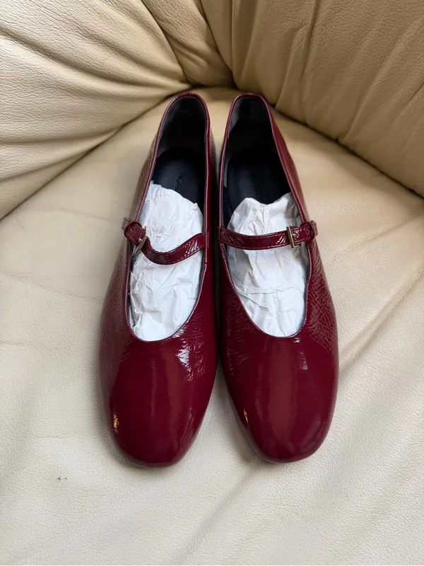 Nordstrom Burgundy Patent Leather Mary Jane Flats 6M Ballet Core Y2K Chic Retro! - Image 11