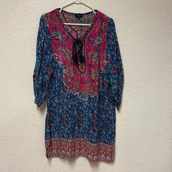 TOLANI 100% Silk Multicolor Floral Dress Size Large - Image 3