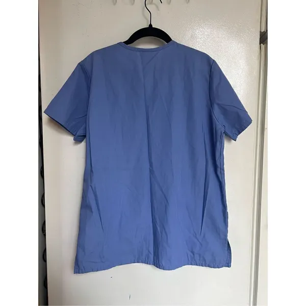 Cherokee Workwear Blue Snap Button Up Scrub Top Woman’s Size XS - Image 6
