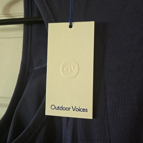 Outdoor Voices Women's Snug Fit Side Ruched Ribbed Tank Top Size Large NWT Blue - Image 9