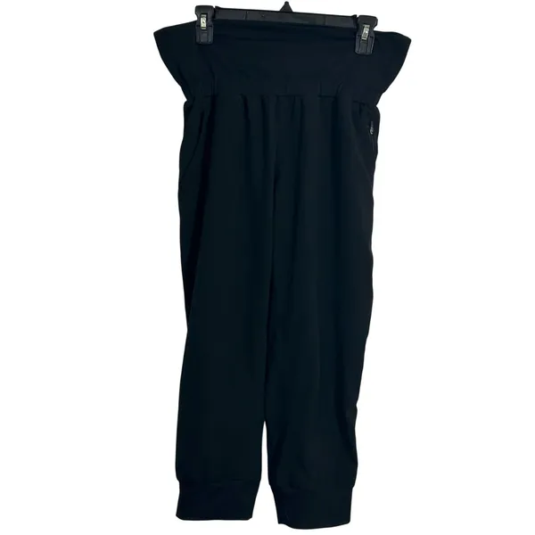 Fabletics black capri jogger pants stretchy yoga running medium loungewear - Image 3
