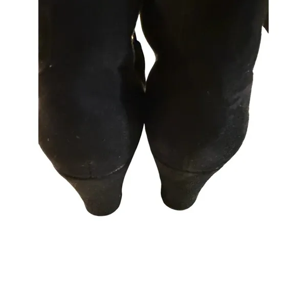 Report Black Suede‎ Wedge Booties Women's Size 9 Fringe Tassel Ties - Image 4