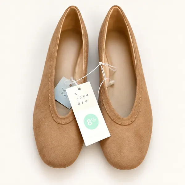 A New Day Neve Tan Microfiber Memory Foam Ballet Flats Brown Square Toe 8.5 - Image 5